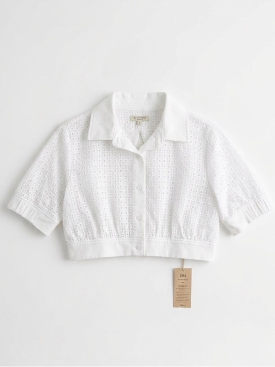 Tops - Albion NWT White Eyelet Buttoned Crop